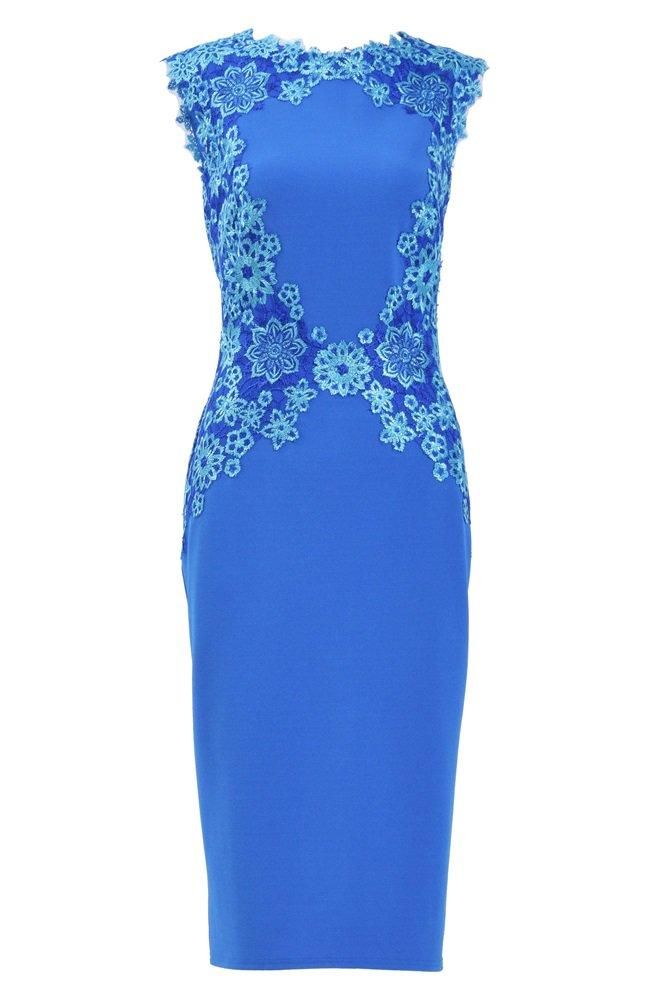 US2/8【SALE】フローラル刺繍 ノースリーブ タイト ワンピース