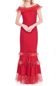 タダシショージ国内発送SALE 伸縮生地クロスネック ロングドレス ロングドレス|タダシ・ショージ通販【TADASHI DRESS】