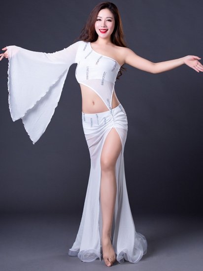 ベリーダンス衣装 白×カラー
