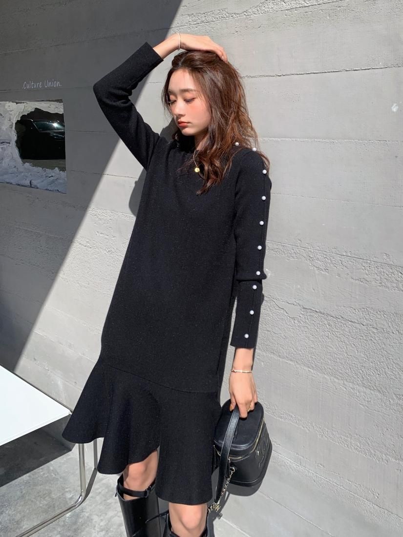 PEPLUM KNIT DRESS with PEARL - BIRTHDAY BASH