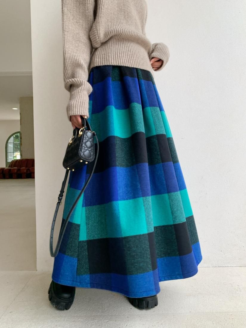 PATTERN CHECK VOLUME LONG SKIRT - BIRTHDAY BASH PATTERN CHECK VOLUME LONG SKIRT - BIRTHDAY BASH