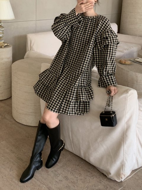 BB FRILL PLAID DRESS