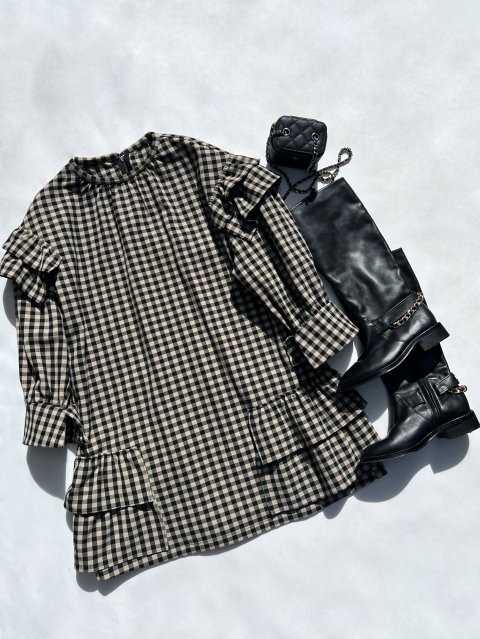 BB FRILL PLAID DRESS