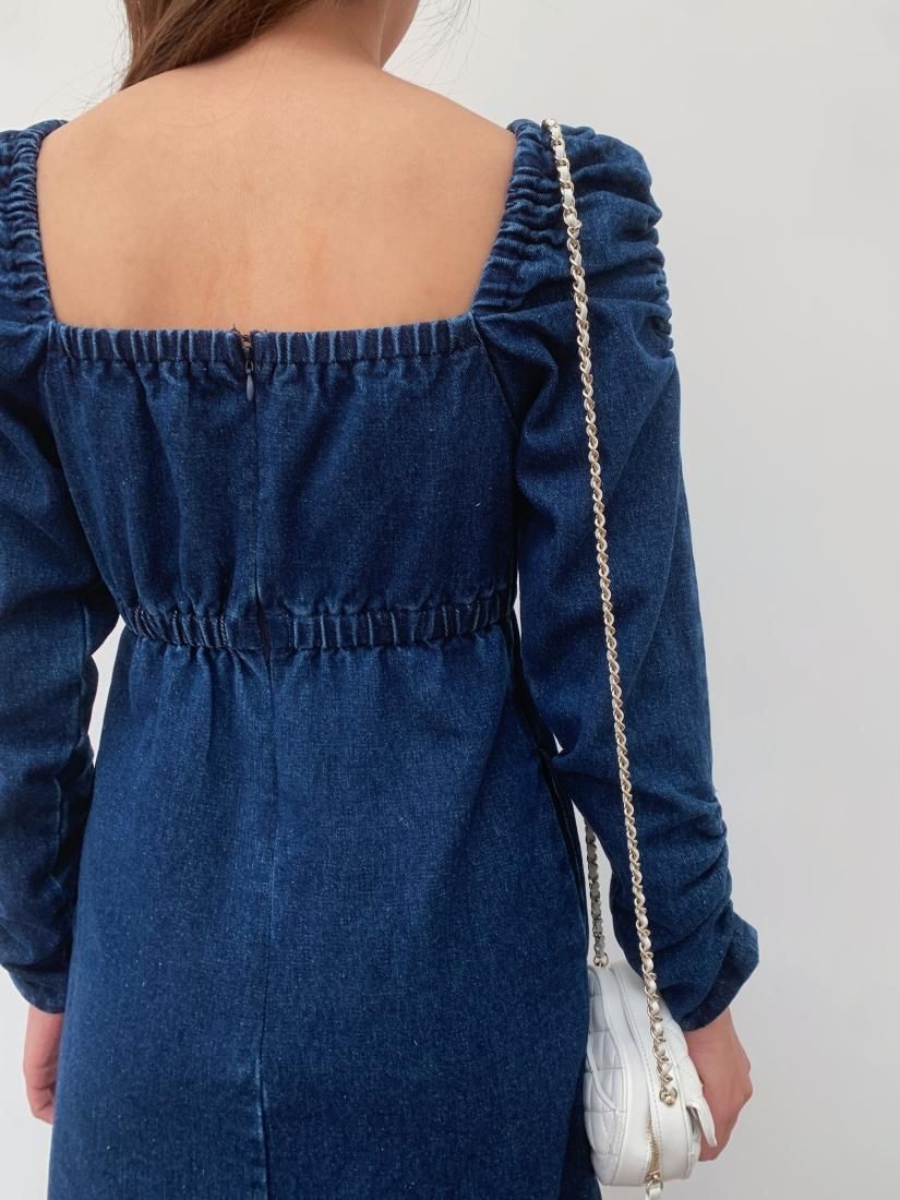 PUFF SHOULDER DENIM DRESS - BIRTHDAY BASH
