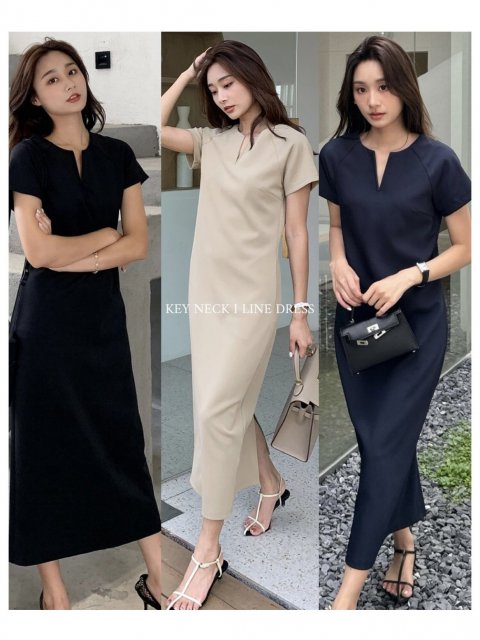 RE ORDERKEY NECK I LINE DRESS