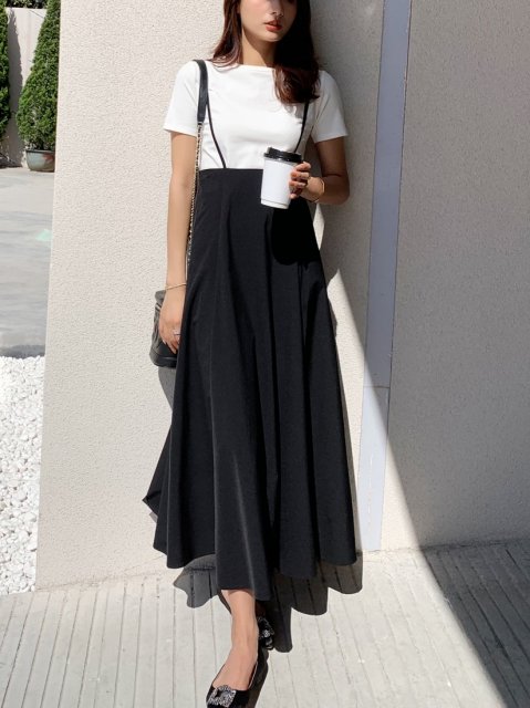 SUSPENDER FLARE SKIRT