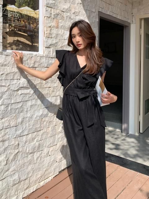 FRILL LINEN ROMPERS 