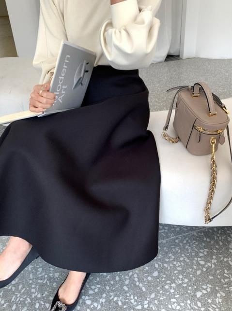 A LINE BONDING SKIRT LONG