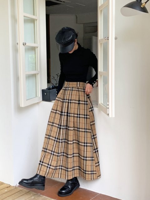 CHECK FLARE SKIRT