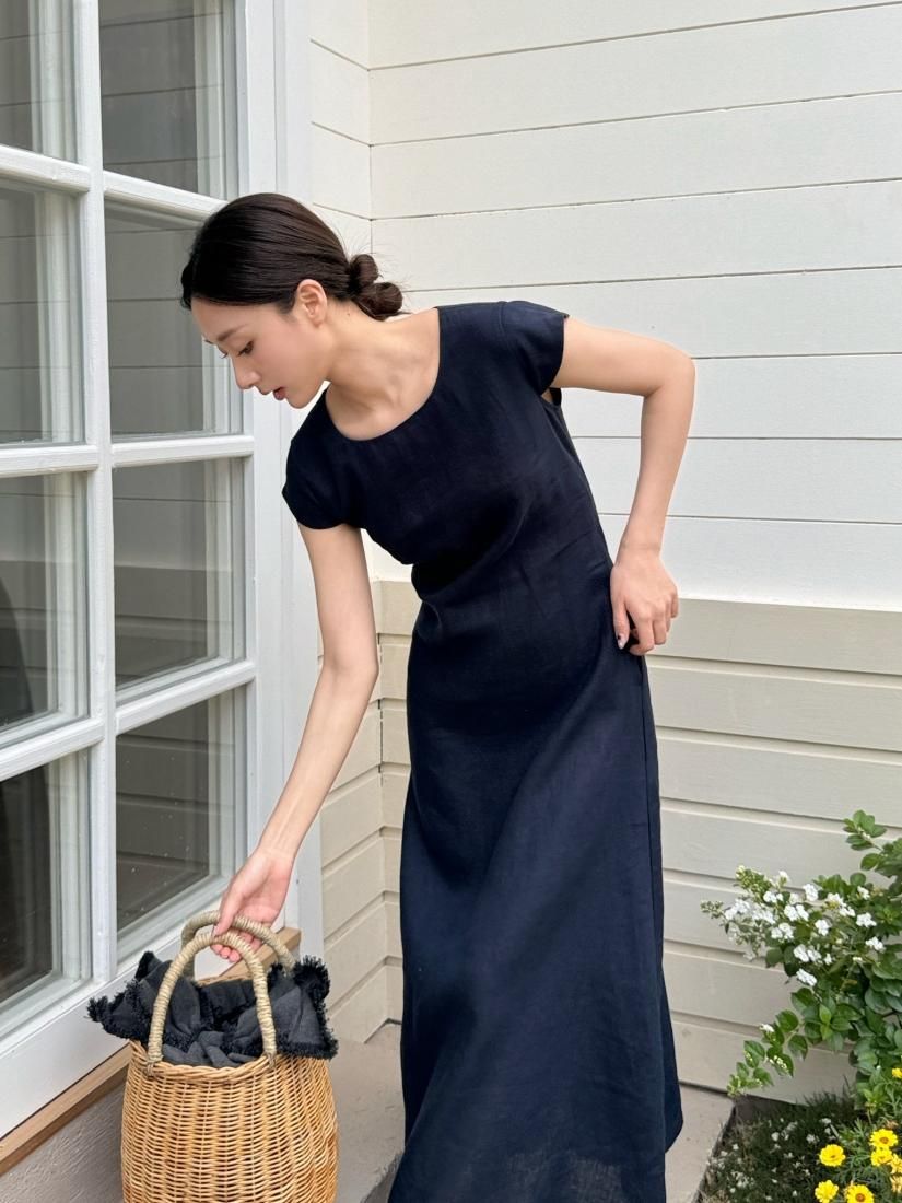 LINEN BACK LACE UP DRESS - BIRTHDAY BASH