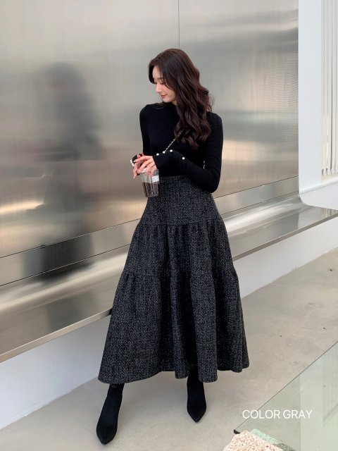 lily flare tweed skirt