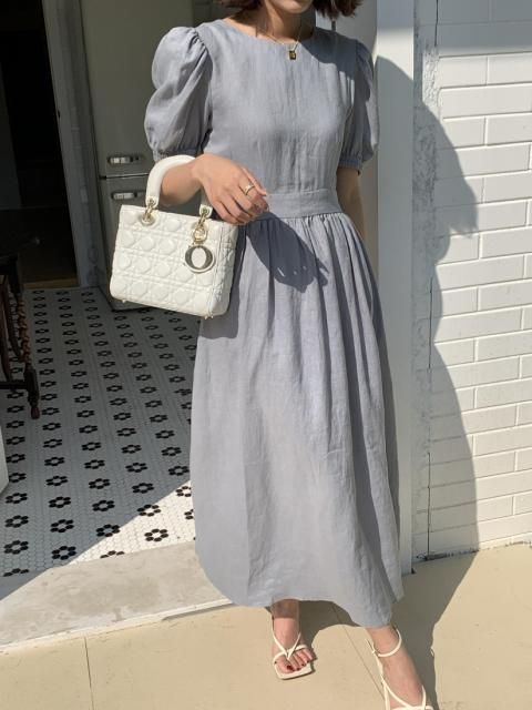 【50% OFF】PUFF SLEEVE BC LINEN RIBBON DRESS<img class='new_mark_img2' src='https://img.shop-pro.jp/img/new/icons41.gif' style='border:none;display:inline;margin:0px;padding:0px;width:auto;' />