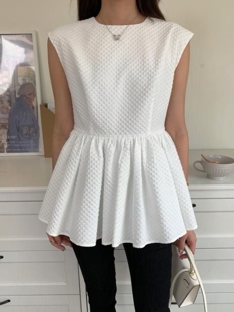 WAFFLE PEPLUM TOPS