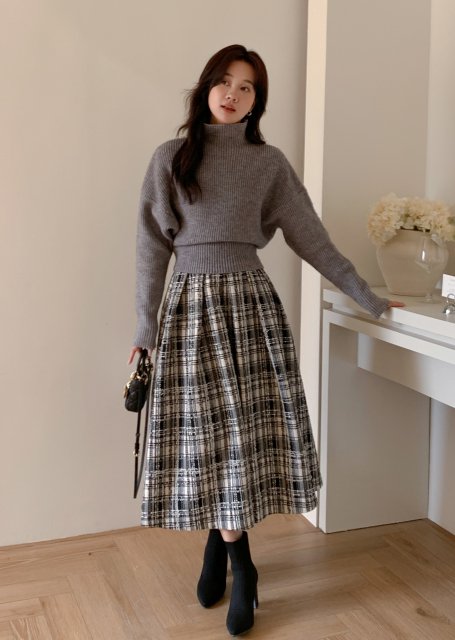 KIRA TWEED CHECK SKIRT