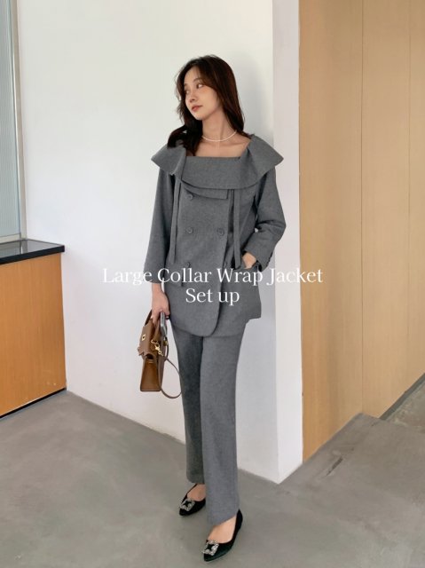 Large Collar Wrap Jacket Set up