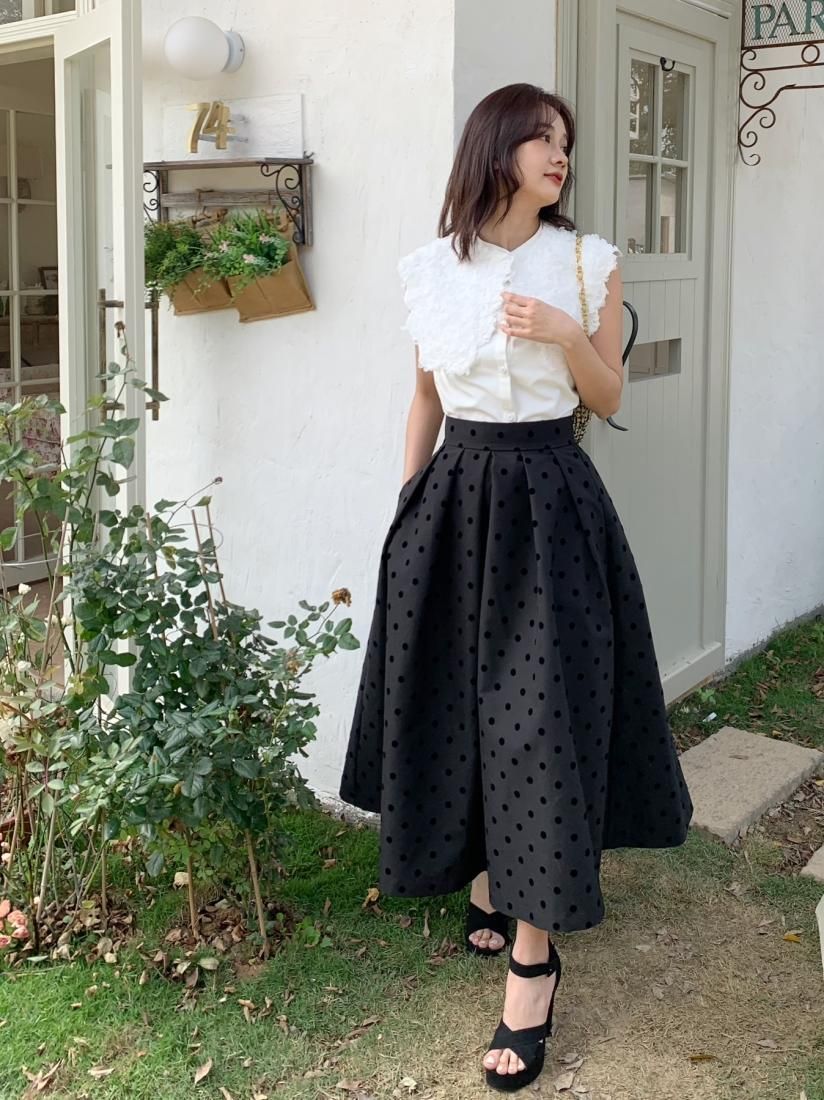 akiki アキキ POLKA DOTS SKIRT ポルカドット スカート - ロングスカート