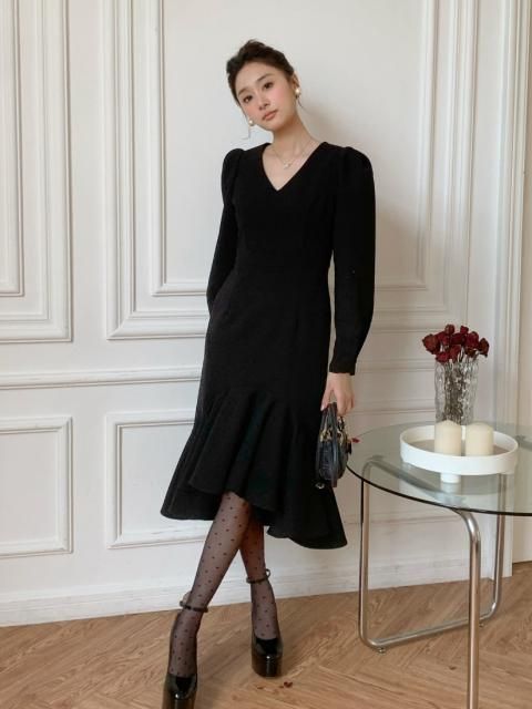 PEPLUM FISHTAIL DRESS