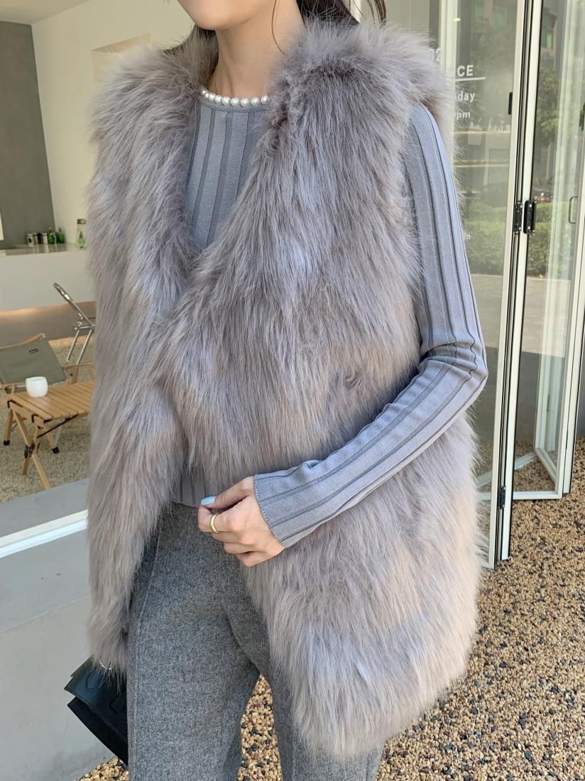 VEGAN FUR GILET GRAY 新品未使用