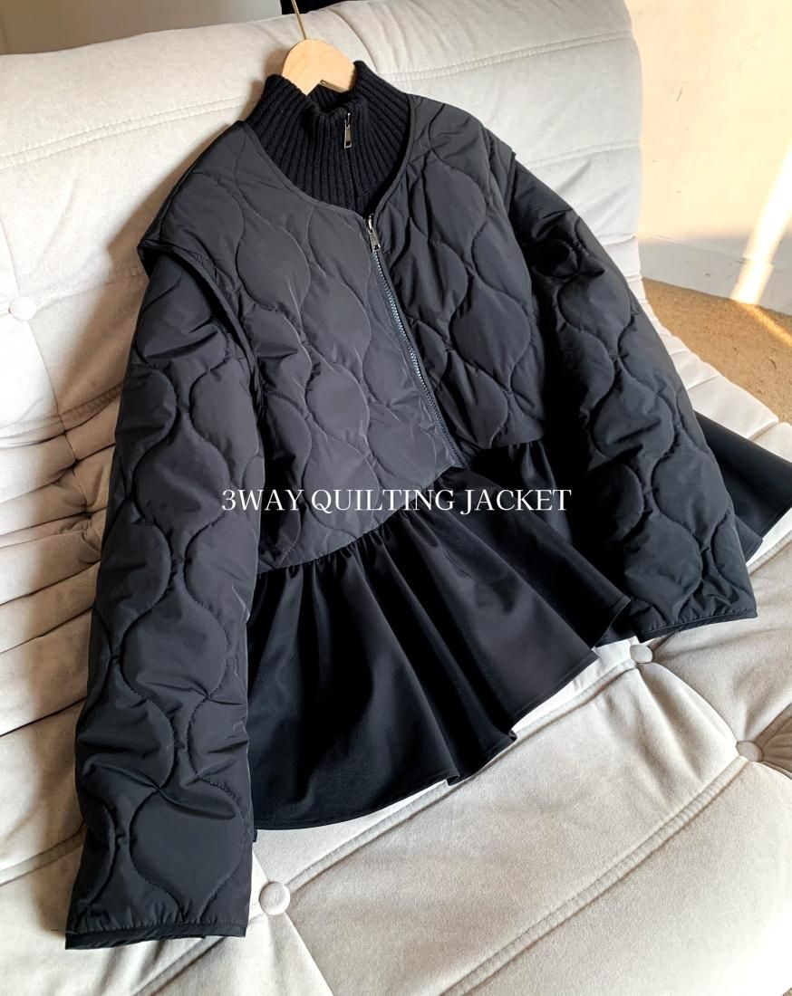 3WAY QUILTING JACKET BLACK SSIZE - BIRTHDAY BASH