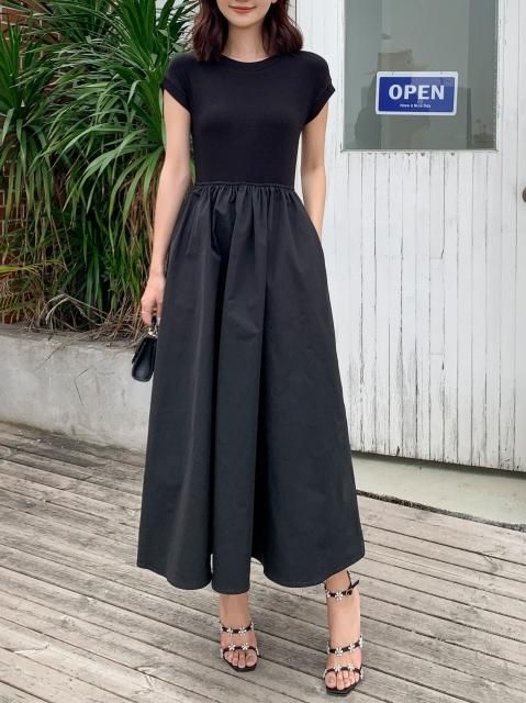 FRENCH SLEEVE COMBINATION DRESS