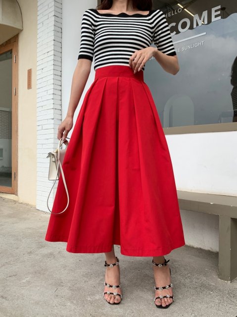 TACK FLARE COLOR SKIRT