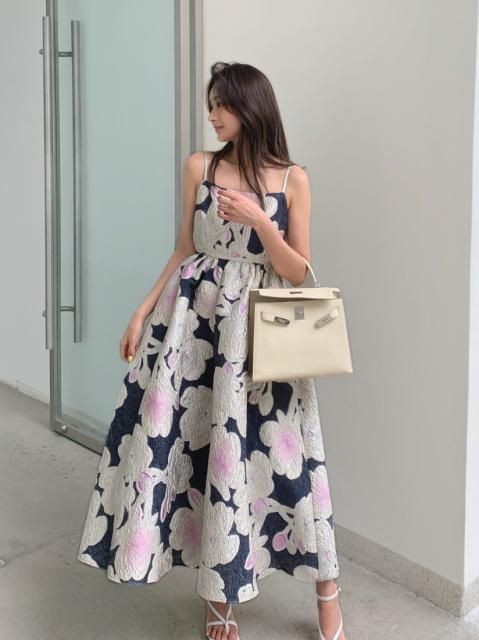 FLOWER JACQUARD  CAMISOLE DRESS