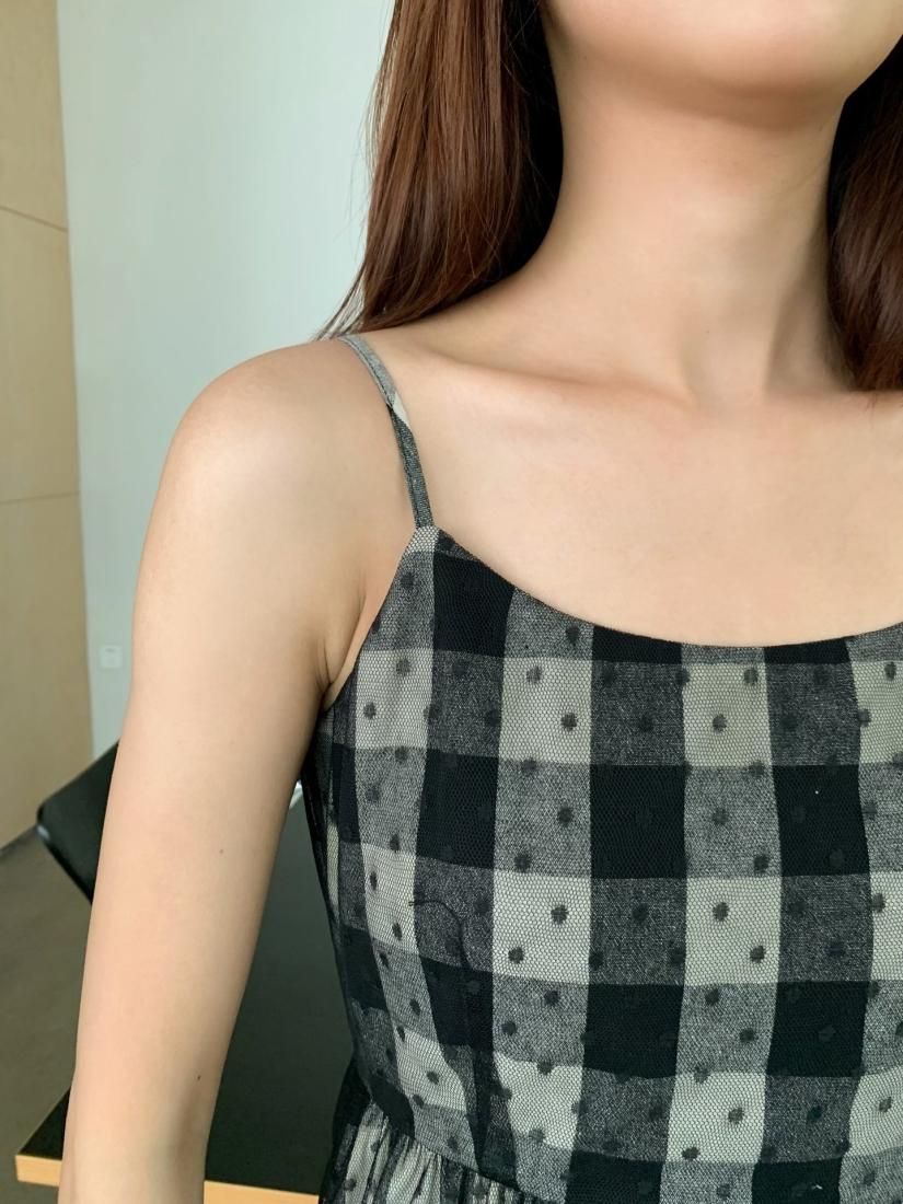 DOT CHIFFON CHECK CAMISOLE DRESS - BIRTHDAY BASH DOT CHIFFON CHECK CAMISOLE DRESS - BIRTHDAY BASH