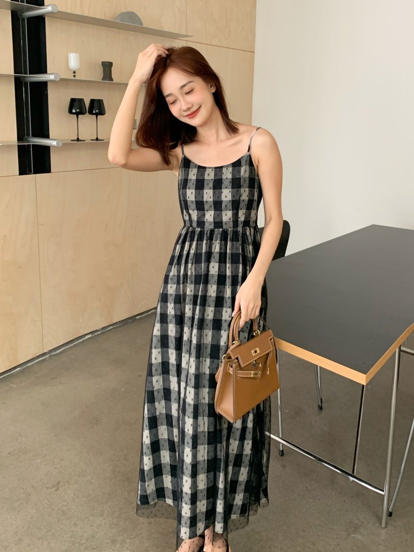 DOT CHIFFON CHECK CAMISOLE DRESS - BIRTHDAY BASH