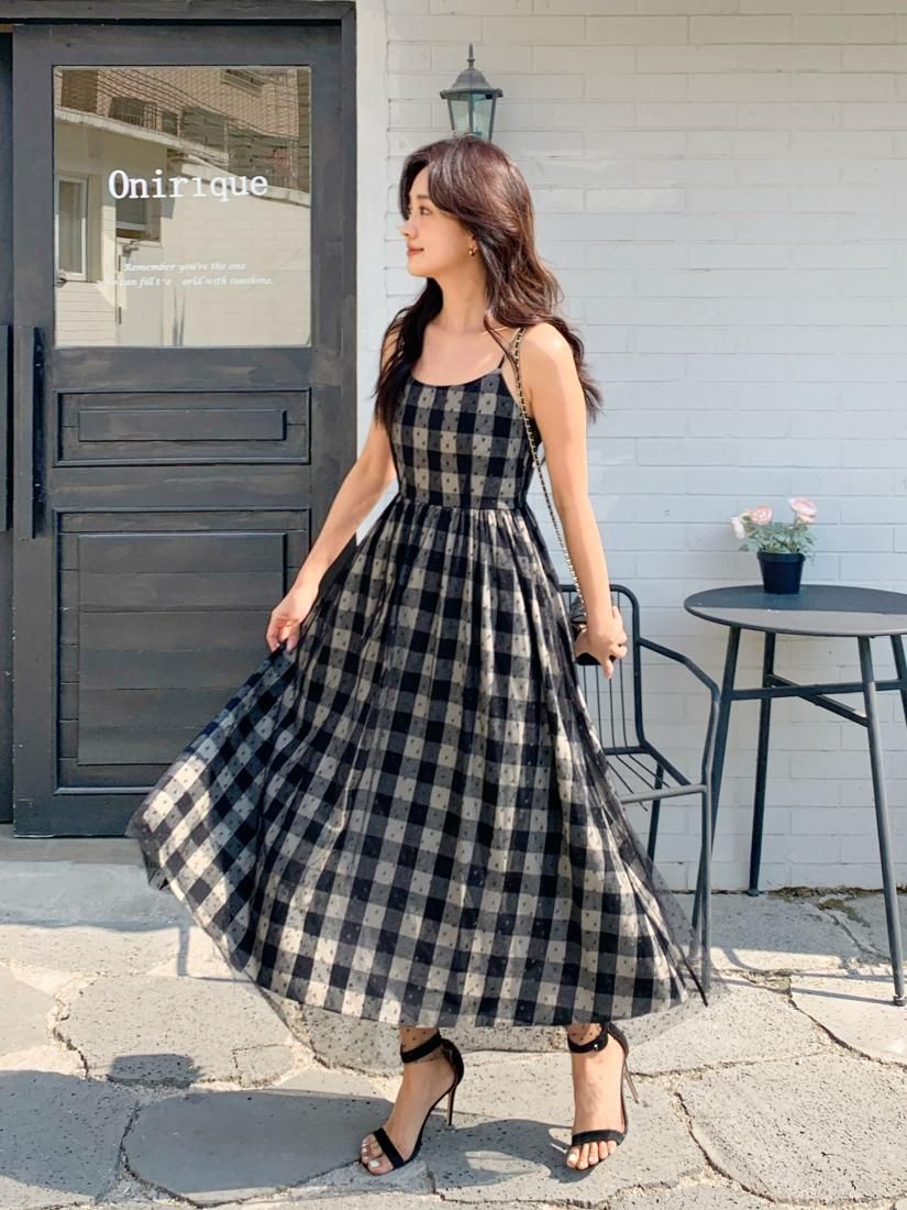 DOT CHIFFON CHECK CAMISOLE DRESS - BIRTHDAY BASH