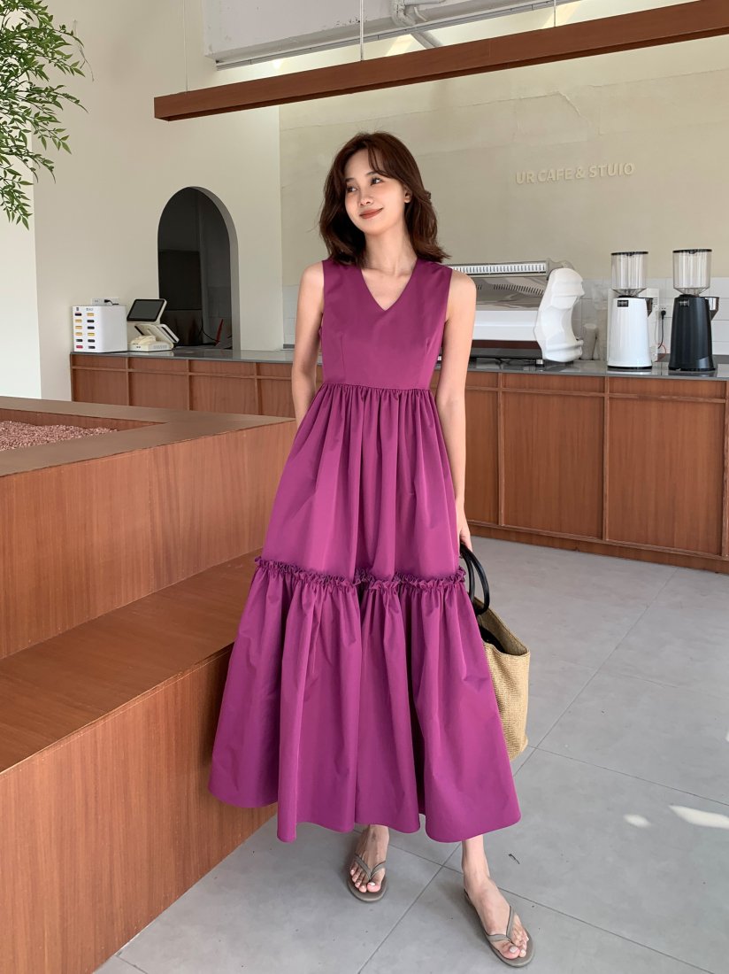 美人百花掲載 V NECK FLARE TIERED DRESS - BIRTHDAY BASH