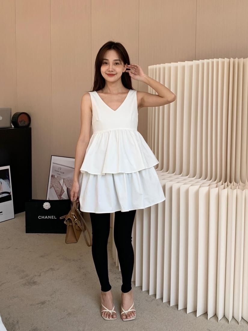 V NECK FRILL MINI DRESS - BIRTHDAY BASH