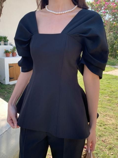 SQUARE NECK PEPLUM TOPS