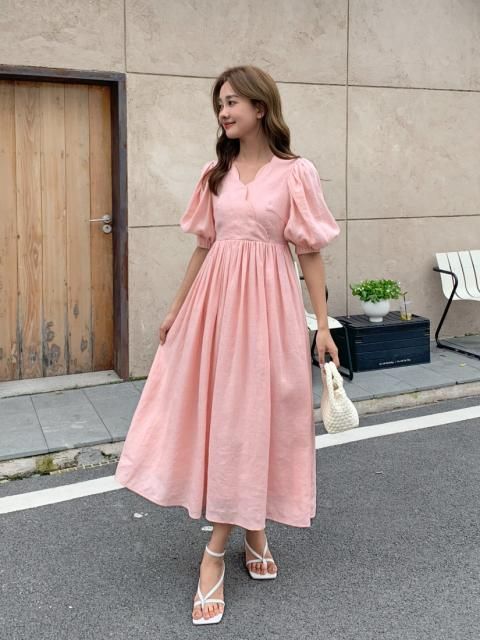 LINEN SCALLOPED CACHECOEUR DRESS