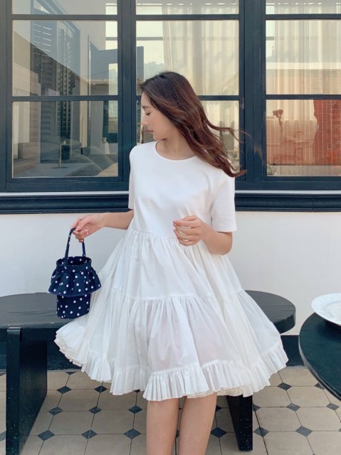 FRILL T MINI DRESS