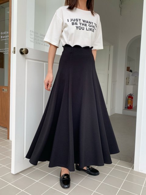 WAIST SCALLOPED FLARE SKIRT