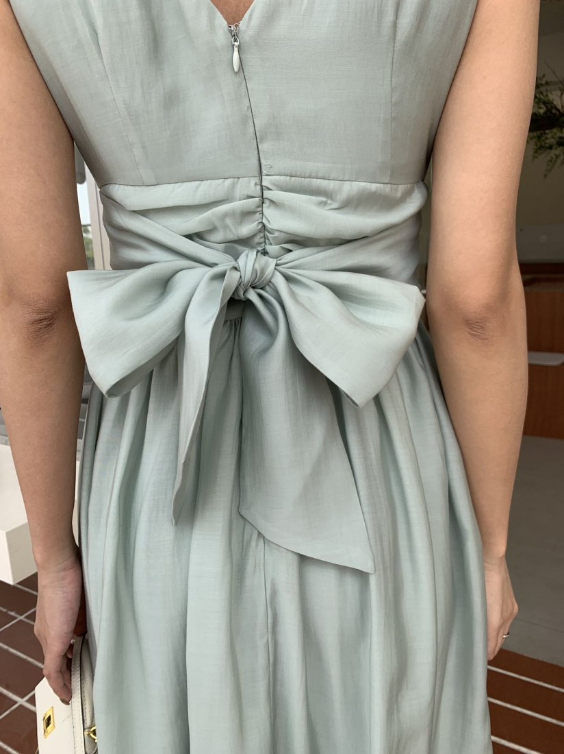 V NECK RIBBON TIERED DRESS - BIRTHDAY BASH