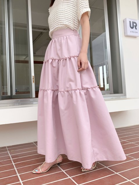 TIERED FLARE LONG SKIRT