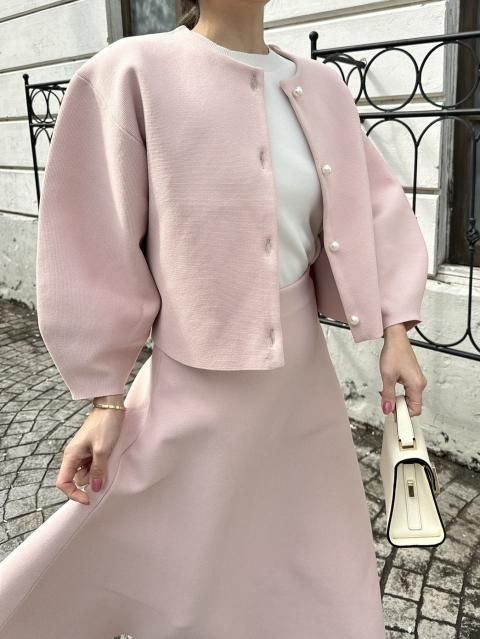 ڼBB PEARL CROPPED KNIT CARDIGAN LIMITED COLLAR