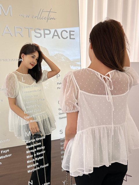 2WAY FRILL SHEER DOT TOPS