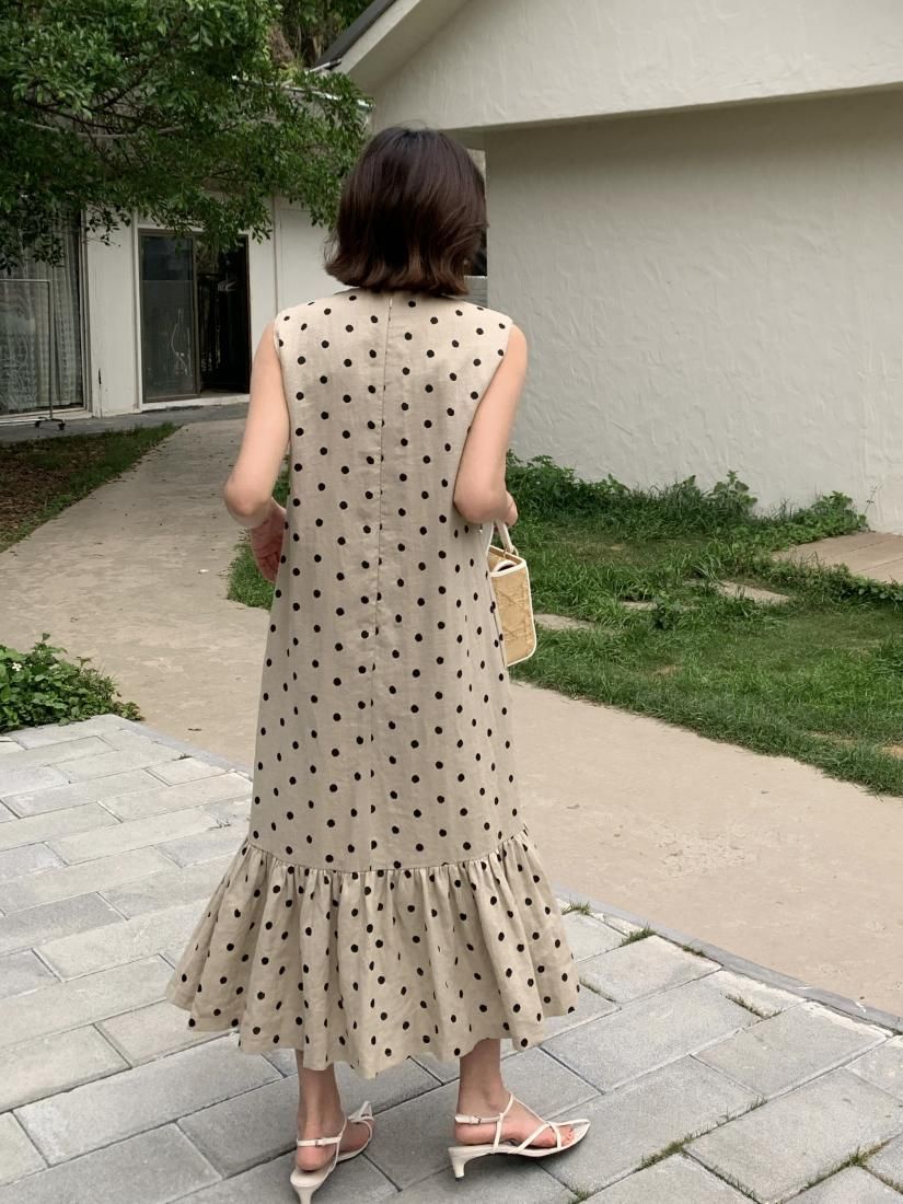 PEPLUM LINEN DRESS DOT - BIRTHDAY BASH