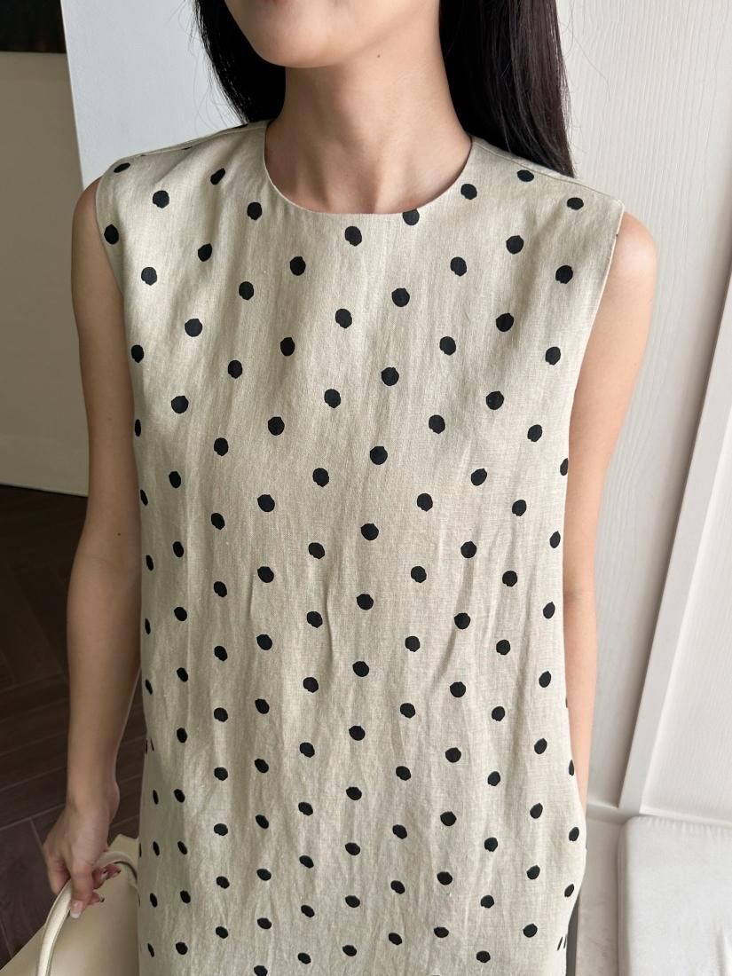 【セール】PEPLUM LINEN DRESS DOT birthdaybash PEPLUM LINEN DRESS DOT - BIRTHDAY BASH