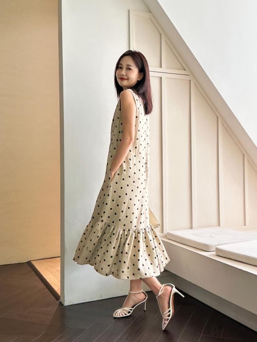 【セール】PEPLUM LINEN DRESS DOT birthdaybash PEPLUM LINEN DRESS DOT - BIRTHDAY BASH