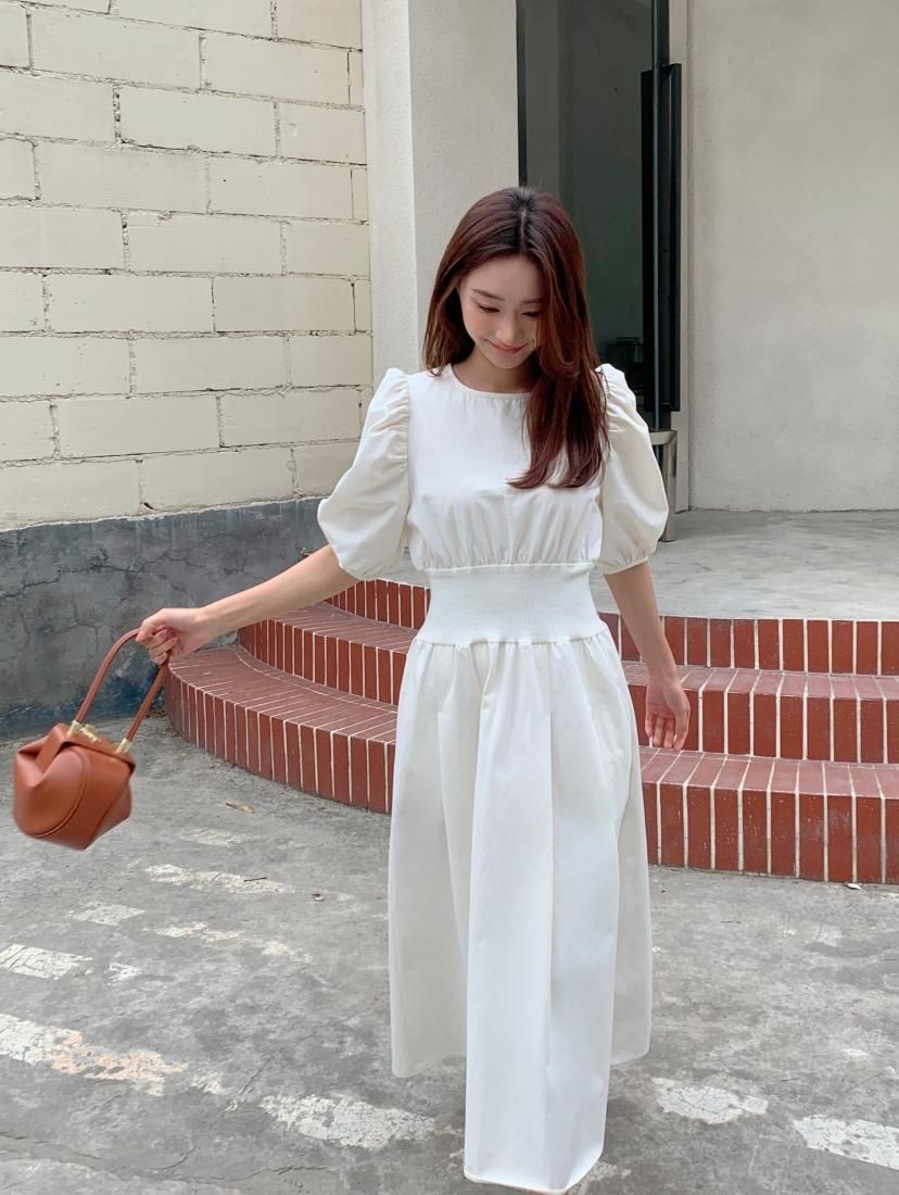 WAIST MARK PUFF SLEEVE LONG DRESS - BIRTHDAY BASH