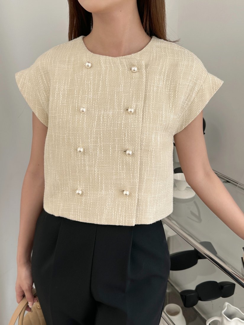 DOUBLE BUTTON TWEED SHORT TOPS - BIRTHDAY BASH