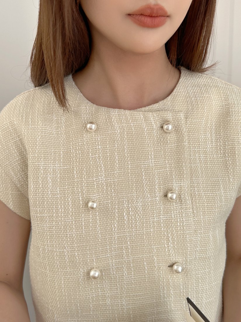 DOUBLE BUTTON TWEED SHORT TOPS - BIRTHDAY BASH