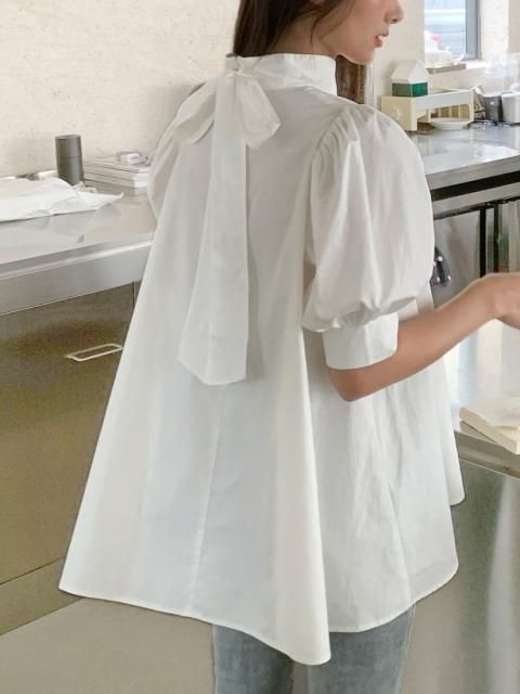BACKRIBBON PUFFSLEEVE A LINE TOPS
