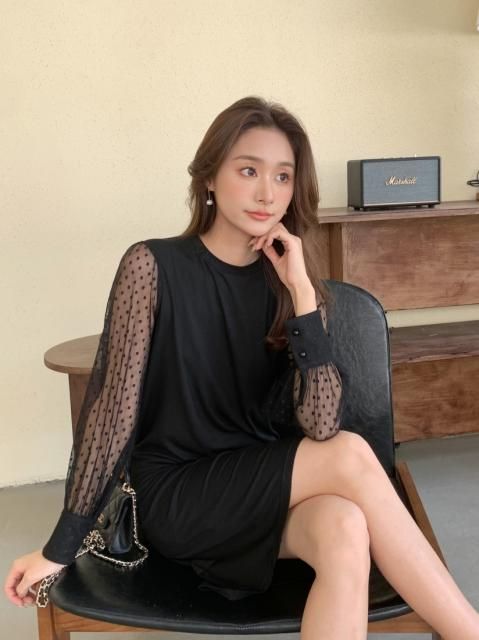 【50% OFF】REMY DOT SHEER DRESS<img class='new_mark_img2' src='https://img.shop-pro.jp/img/new/icons41.gif' style='border:none;display:inline;margin:0px;padding:0px;width:auto;' />