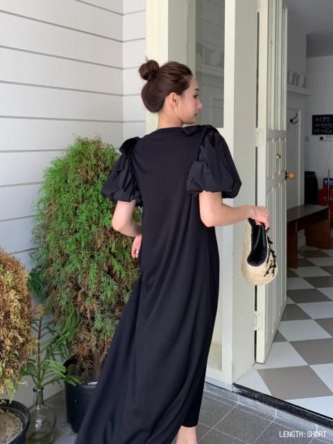 PUFF RIBBON LONG DRESS