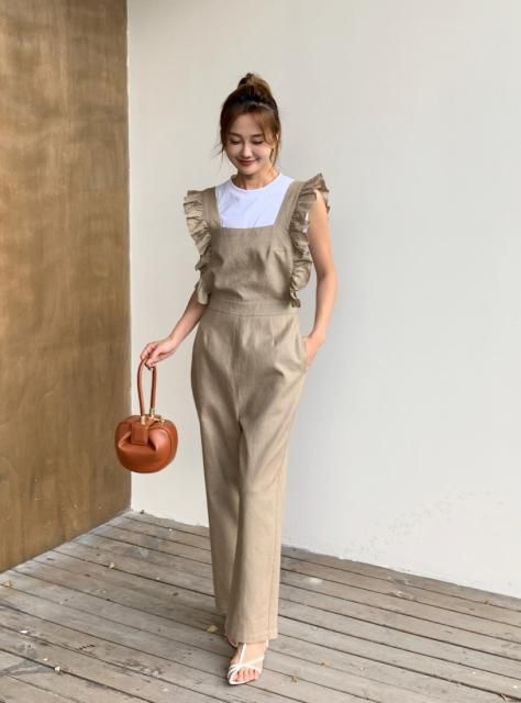 LINEN FRILL ROMPERS