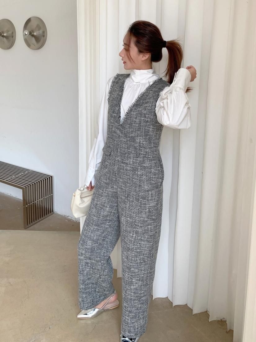 日本最大級 TWEED BASH BIRTHDAY - ROMPERS V FRINGE サロペット・オーバーオール・オールインワン